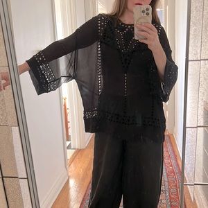 ISABEL MARANT ÉTOILE Black Crepe Drapey Blouse 36